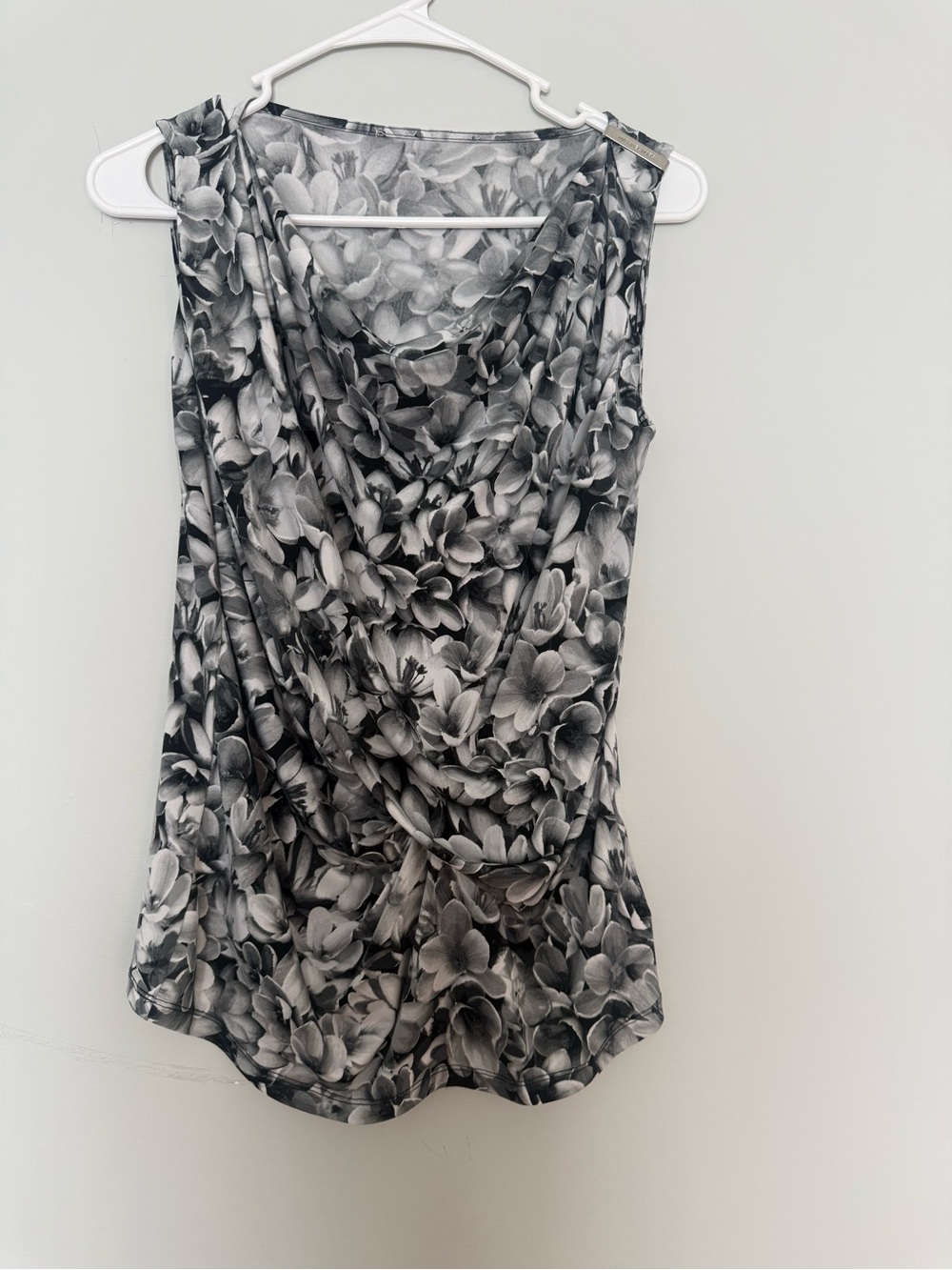Michael Kors Black & White Floral Cowl Neck sleeveless blouse